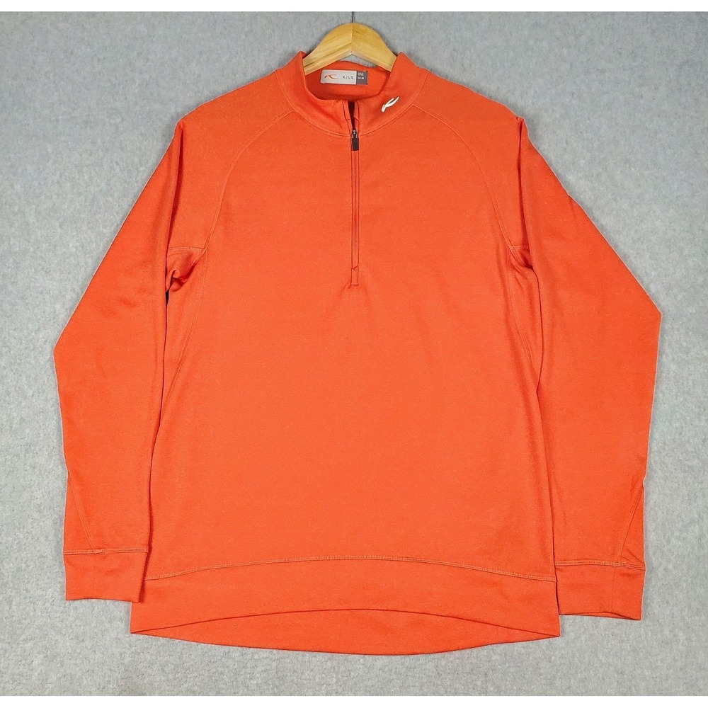 KJUS Pullover Mens Medium Orange Keano Halfzip 1/4 Zip Stretch Ski Base Layer